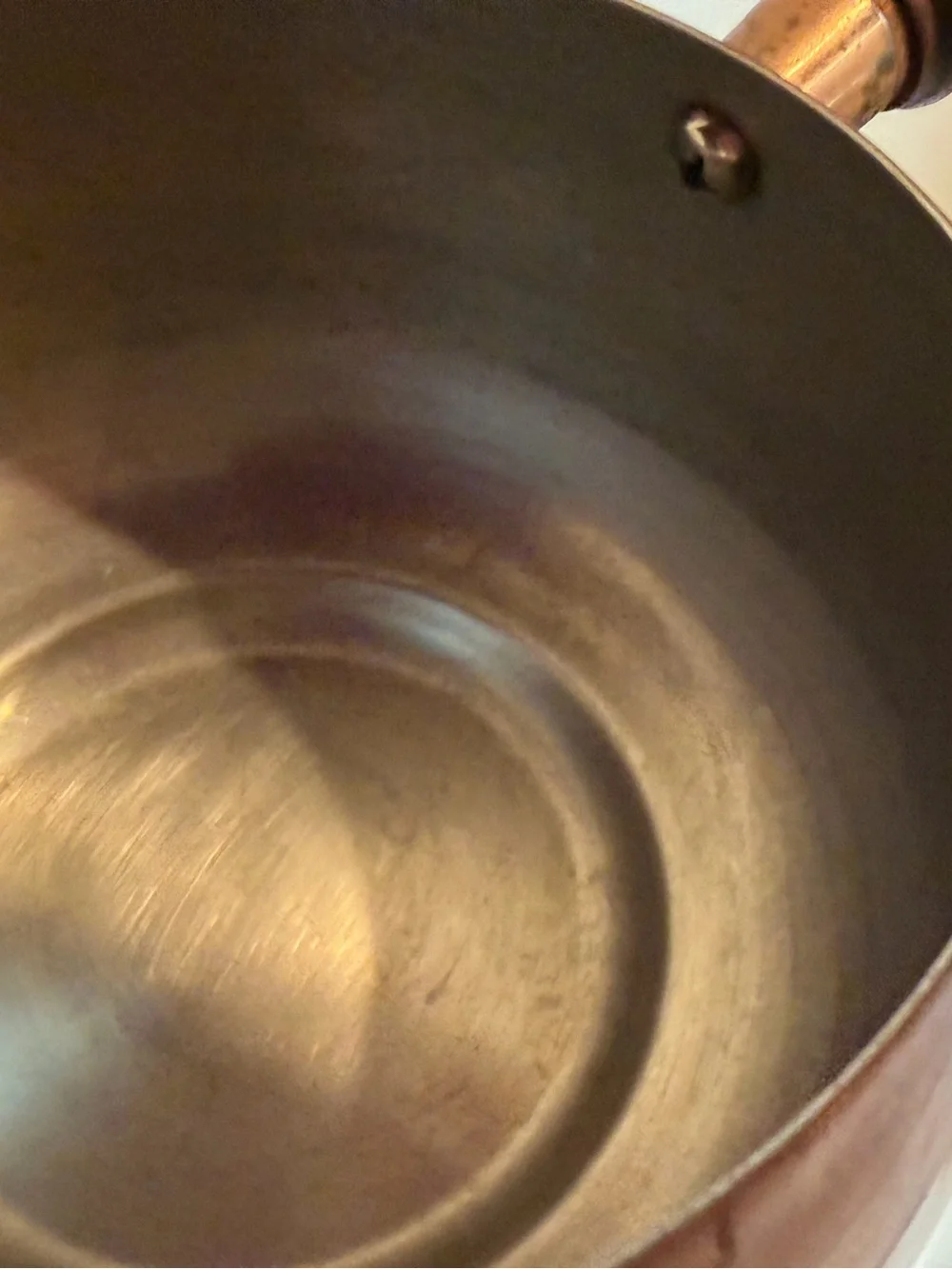 Copper Fondue Pot with Wood Handle - Copper Finish- Vintage